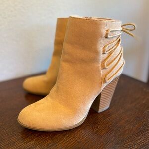 JUSTFAB Olivette Tie Back Heeled Ankle Boot